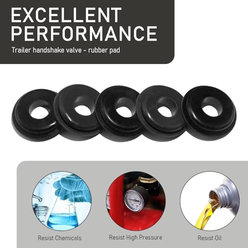 Image of 20 PCS Trailer Handshake Valve Gasket, Waterproof Durable Rubber Vehicle Sealing Ring, Portable Valve Gaskets, Universal Automotive Brake Air Hose Grommet Parts for Most Cars (Black)
