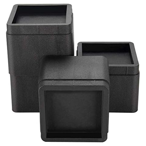 FONDDI 3 or 6 Inch Bed Furniture Risers Heavy Duty Stackable Adjustable Bed Lifts for Sofas, Desks, Dorms, Tables and Chairs, With Foam Pads Wont Scratch Floor, 4 Pack Black Cover