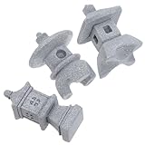 TOVINANNA Juego de 3 Estatuas Miniatura Pagoda de Piedra para Decoración de Jardín Japonés Micro Paisaje Acuario y Bonsái Diseño Intrincado Material Resistente y Fácil de Limpiar
