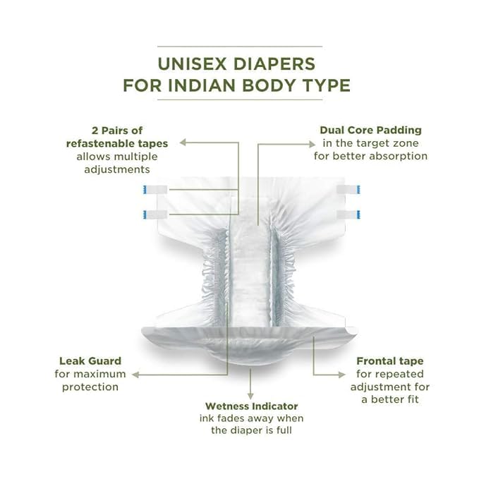 Image of Friends Easy Unisex Adult Diapers Tape Style-10 Count /Pack With Odour Lock And Anti-Bacterial Absorbent Core- Waist Size 96.52-152.40 Inch ; 38.60 Cm Small (Pack-12, 120 Count)