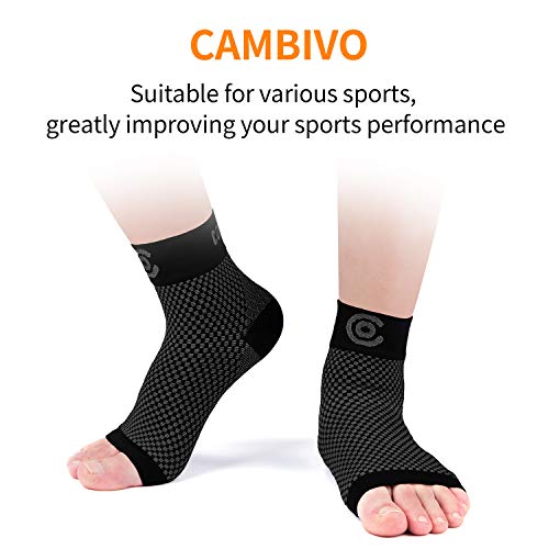 CAMBIVO 2 Paia Cavigliera Sportiva, Tutore Caviglia Supporto, Calze a Compressione per Sport, Running, Calzini per fascite Plantare (L, Nero)