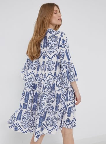 Image of miduo Womens Summer Dress Casual V Neck Buttoned 3 /4 Sleeve Bohemian Tribal Print Flowy Mini Dresses