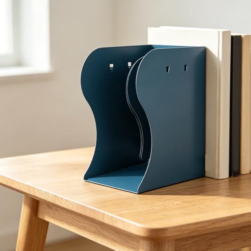 Organisateur de serre-livres réglable en métal bleu foncé extensible 20 pouces - 3