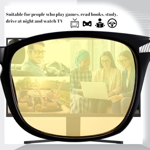Image of Polarized Sunglasses for Women Men Night Vision Glasses Anti Glare | Yellow Anti Glare UV400 Lens, Lightweight Square Frame, for Day Night Use, Driving, Fishing, Cycling, Traveling