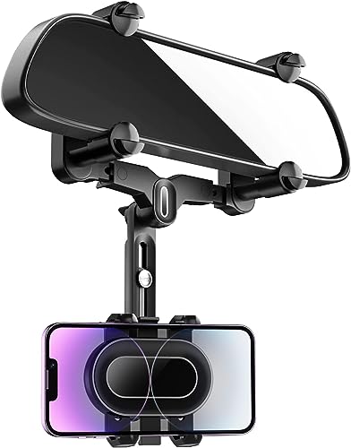 Image of Universal Rearview Mirror Phone Holder for Car,360Rotatable and Multifunctional Rear View Mirror Phone Holder,Four Corners Fixed Anti-Shake Design,for All Mobile Phones in All Car