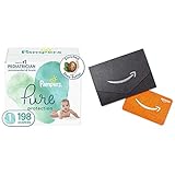 Diapers Size 1, 198 Count - Pampers Pure Protection Disposable Baby Diapers, Hypoallergenic and Unscented Protection, ONE Month Supply x2 and Amazon.com Gift Card in a Mini Envelope
