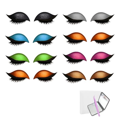 8 Piece Lazy Eyeshadow Eyelash Stickers Reusable Waterproof 2-in-1 Makeup for All Eye Shapes Easy False Lash Application