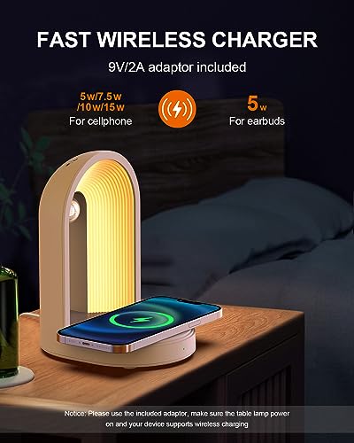 Gemmac 3 in 1 Night Lights Bluetooth Speaker, Music Bedside Lamp with Wireless Charger 15W - Image 2
