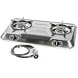 XtremepowerUS Double Burner Stove Auto Ignition Cooktop Outdoor Propane Tank Camp Stove Propane Burner Portable Stove Burner