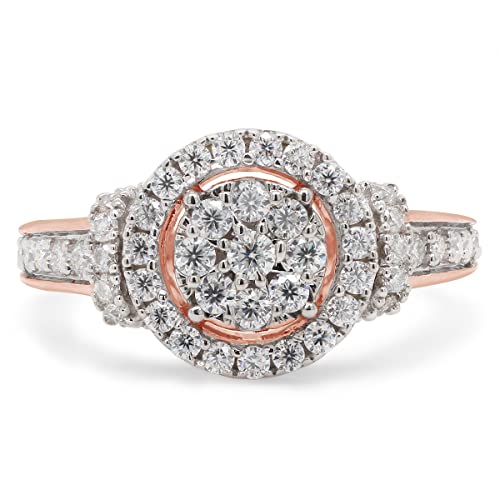SAVEARTH DIAMONDS 0.60 Carat Round Cut Lab Created Moissanite Diamond Cluster Engagement Ring For Women In 14K Gold Over Sterling Silver (VVS1 Clarity, 0.60 Cttw)2