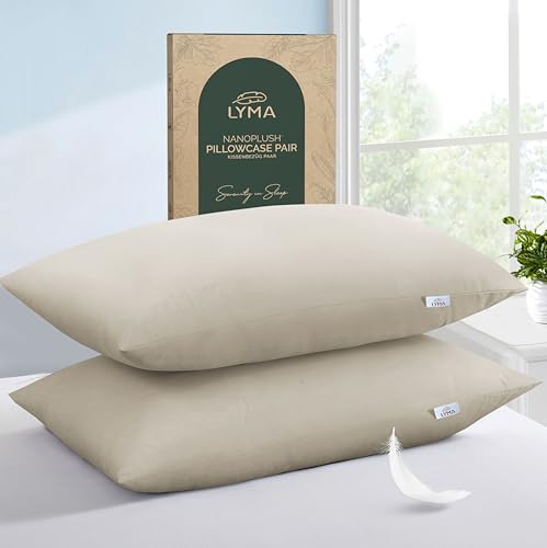 Image of LYMA Pillow Cases Pack of 2 & 4,Ultra Soft Breathable Housewife & Oxford Cover, OEKO-TEX Certified,Nanoplush Double Brushed Quick Dry Pillowcases, Envelope Closure Wrinkle Fade Resistant,50x75 CM