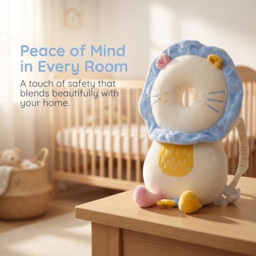 Image of Baby Head Protector Backpack - Soft & Lightweight Fall Cushion Backpack for Toddlers Walking and Crawling(Colorful Lion)