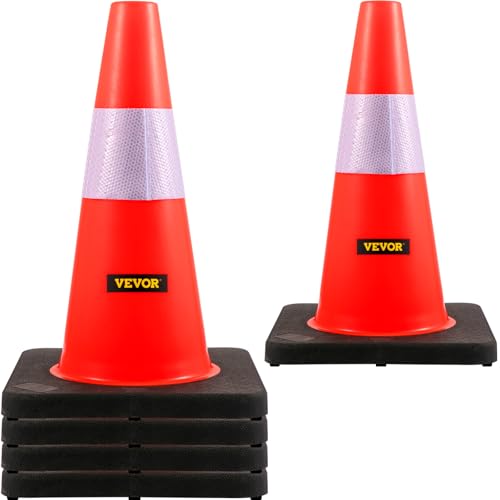 Happybuy Safety Cones, 18in/45cm, 5 PCS PVC Orange Traffic Cones with Reflective Collar & Black Weighted Base, Traffic Control, Parking, Road Use