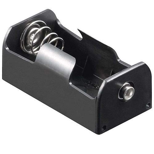 CABLEPELADO Portapilas Plano | Soporte de Batería LR14 | Conexión por Soldadura | Voltaje Total: 1.5V (1.5V por Pila) | Apto para 1 Pilas FR14, HR14, LR14