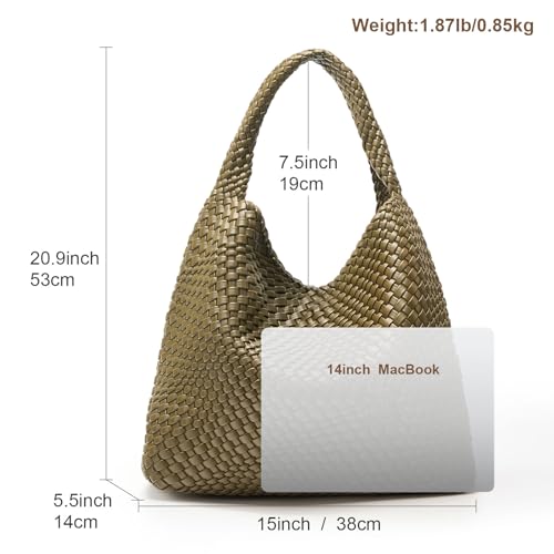 Image of MELOLILA Large Woven Tote Bag for Women Weave Purse Woven Leather Handbag