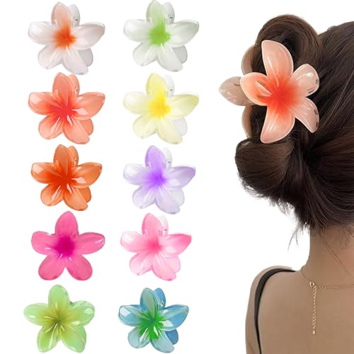 10 Stück Blumen Haarklammer,Hawaii Haarspange für Frauen,Haarspange Blume,Blumen Haarspangen,Rutschfest Blumen Haarklammern,Bunt Blumen Haarschmuck für Damen,Haarspangen für Frauen dick/dünn Haar