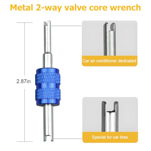 Image of Osilly 3PCS Car Tire Valve Stem Tools, Single Dual Head Vehicle A /C Valve Core Remover Puller, 4 Way Auto Air Conditioning Line Repair Tyre Wrench Tool, Universal for Bicycle RV Truck (Blue)