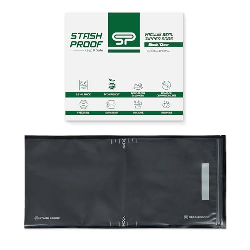 Image of Resealable Vacuum Seal Zipper Bags 11 inch x 24 inch (50 Count) 5.5 Mil (Black & Clear) Precut BPA Free Heavy-Duty Commercial Grade Reclosable Bag, Sous Vide, Meal Prep, Freezer Storage & Food Preservation