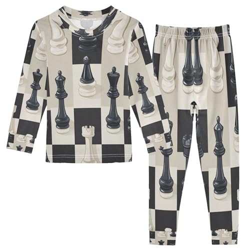 Vozoza Chess Watercolor Pajama Sets Long Sleeve Top with Pants Cotton Soft Sleepwear 2 Piece Pjs Set Size 5T Multicolor