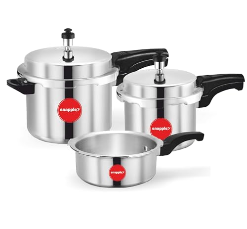 Image of Snapple Premium cooker Aluminium Pressure Cooker with Outer Lid Gas Stove 5+3+2 Ltr Combo SNPL