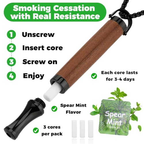 breathing necklace to quit smoking and vaping with refillable mint pods stop smoking aids fidget necklace for anxiety relief smokeless inhaler for adults rosewood
