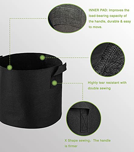 Smirdx 6 Pcs 5 Gallon Grow Bags For Vegetable, Heavy Duty Thickened Nonwoven Fabric Pots With Handles, Durable Breathe Plant Container For Potato, Carrot, Onion, Flower, Indoor And Garden #TOP1