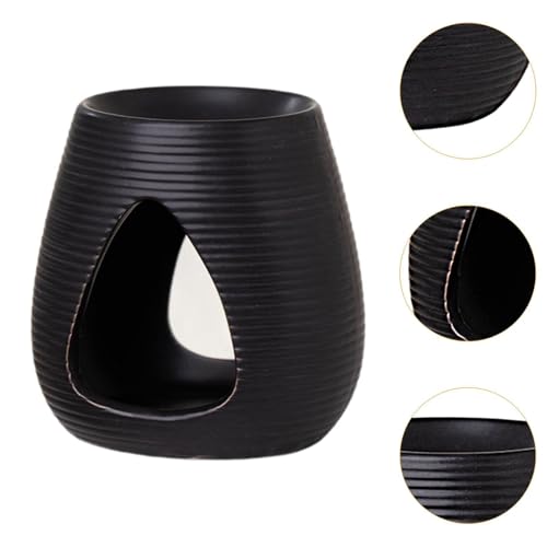 Porte-candélabre diffuseur d'encens ornement en céramique noire géométrique - 3