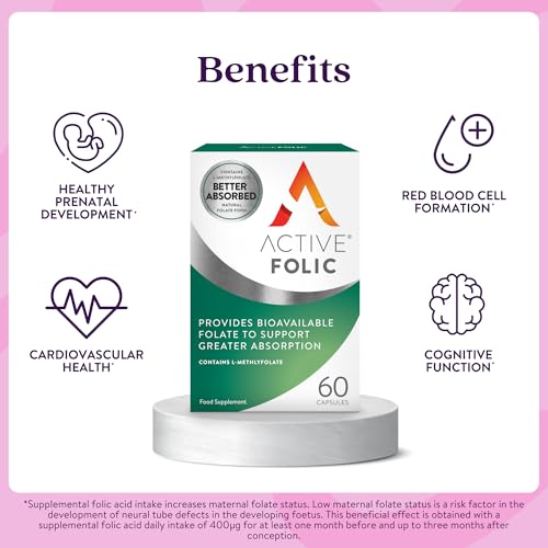 Active Folic 400 mcg – L-Methylfolate Folic Acid Supplement – Highly Absorbed, Vegan – Supports Pregnancy, Energy, Tiredness & Fatigue Reduction – 60 Capsules (2-Month Supply) - Image 2