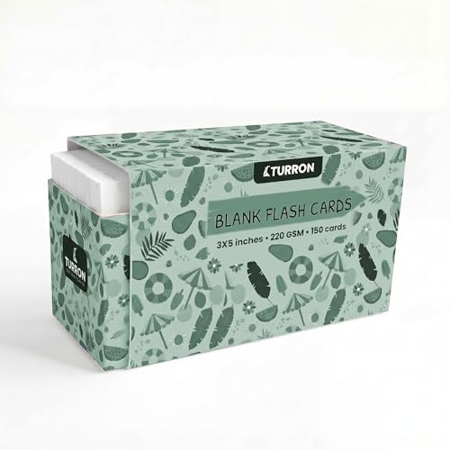 Image of Turron Unpunched Blank Index Flash Cards (150, White, 3 x 5 Inch, 1-Side Ruled)