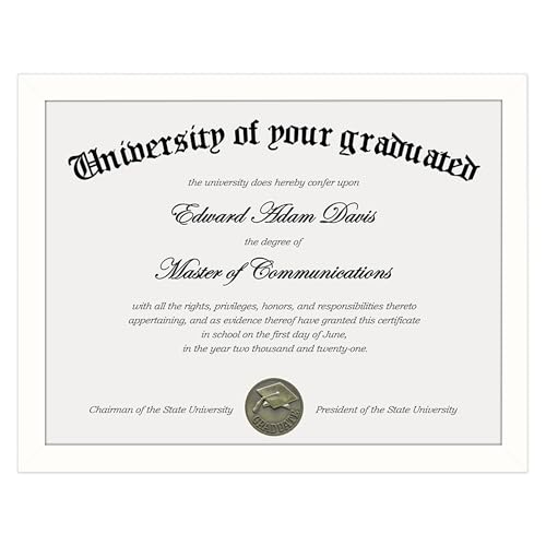 Image of upsimples Certificate Frame, 8.5 by 11 Diploma Frames, 1 Pack, White | Clear Plexiglass, 8.5x11 Document Degree Frames for Gallery Wall and Tabletop, Graduation Gift