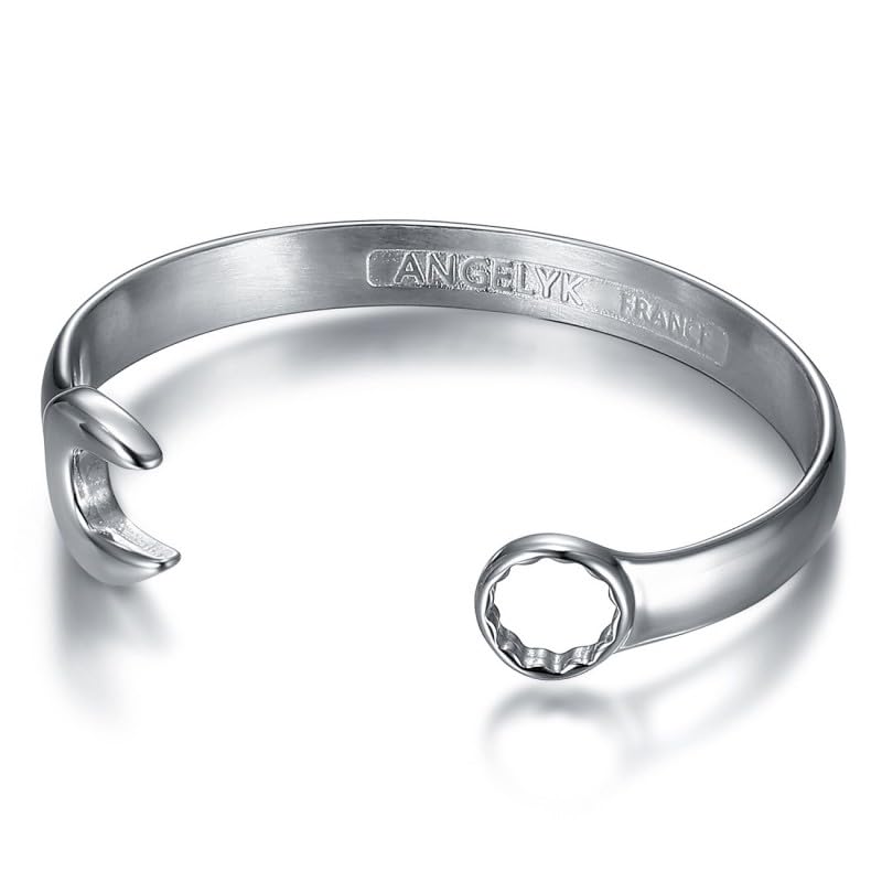 BOBIJOO Jewelry - Bracelet clé Plate Acier Inoxydable 316l Biker Mécanicien - Acier 316 Argenté - 64mm