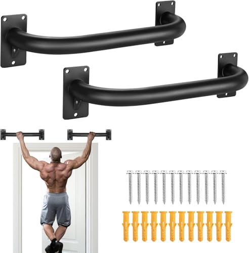 Image of TYB 2PCS Wall Mount Doorway Pull Up Bar, Heavy Duty Strength Training Chin Up Bars, Door Frame Pull-Up Bars Ceiling Wall Mounted, Thick steel Sturdy Hanging Pull-up Bar for Home Gym Workout (Black, 2PCS Wall Mount)