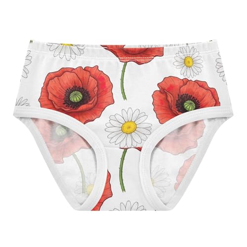 Cotton Toddler Girls Underwear Red Floral White Daisies Yellow Girl Panties Cute Artistic Briefs Underpants 2t