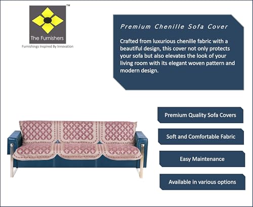 Image of Onion Pink Chenille Woven Anti-Slip 3 Seater Sofa Cover | L-Shape Sofa Seat Protector for Living Room | Durable & Stylish Slipcover