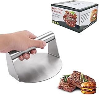Stainless Steel Burger Press, Square Hamburger Smasher Round Smash Burger Press Griddle Accessories Kit for Making Sandwiches Outdoor BBQ Hamburger Patty Maker
