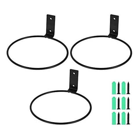 3pcs Flower Pot Holder Ring Wall Mounted Hanging Plant Basket Ring Bracket Hooks Planter Hanger Racks for Indoor Balcony Home Garden Yard with Screws (5 inch, 3 pcs) Cover