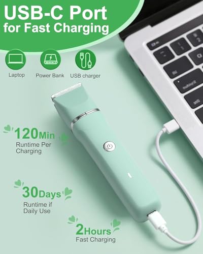 Image of AREYZIN Bikini Trimmer for Women,3-in-1 Electric Shaver for Womens,Electric Razors and Body Shaver, IPX7 Waterproof,USB-C Charging,Travel Trimmer for Face, Legs,Bikini Line & Foil,Light Green