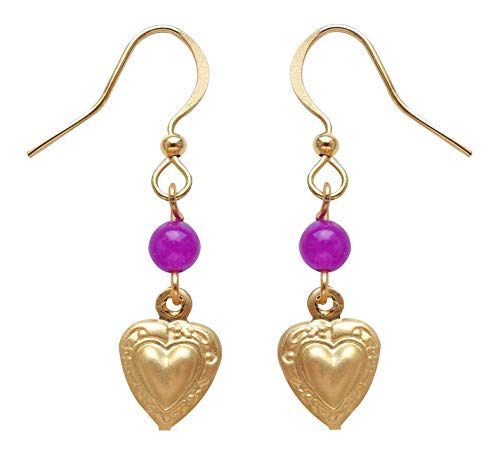 Preisvergleich Produktbild Smilla Brav® Jade Herz-Ohrringe Damenohrringe Ohrhänger - lila / gold -TR21