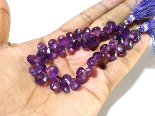 Perles en améthyste naturelle de forme briolette pour création bijoux DIY 17,8cm - 5