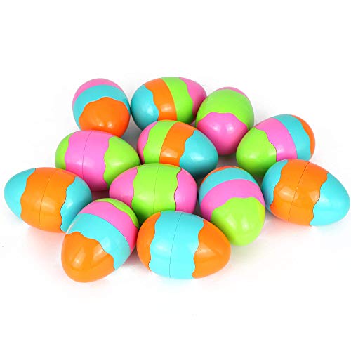 12 pcs Plastic Easter Eggs, Fillable Empty Shells for Easter Hunt, Suprise Egg for Easter Party Favor Basket Stuffers Classroom Prize Supplies