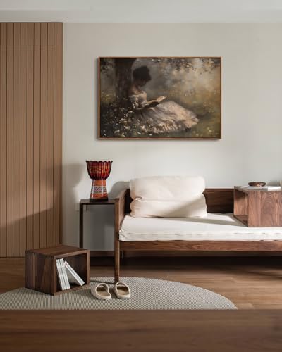 Image of KISSFOX Vintage Framed Wall Art Decor Moody African American Pictures Paintings Wall Decor Victorian Black Girl Canvas Art Prints Modern Farmhouse Black Woman Artwork For Kitchen Living Room Bedroom