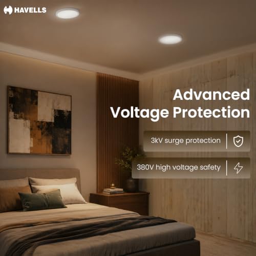 Image of Havells Aurika 18W LED Surface Ceiling Light|Warm White Light|Glare-Free Diffuser for Soft & Uniform Illumination|Easy Surface Mount Design|Long Life LED|Ideal for Bedroom, Living Room, Office