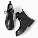 QEOSNBX Men'S Black Patent Leather Platform Combat Boots Fashion Side Zipper Wide Toe Lace Up Chunky Lug Sole High Top Motorcycle Boots Comfort Waterproof Non-Slip Casual Ankle Booties (Black2,12)