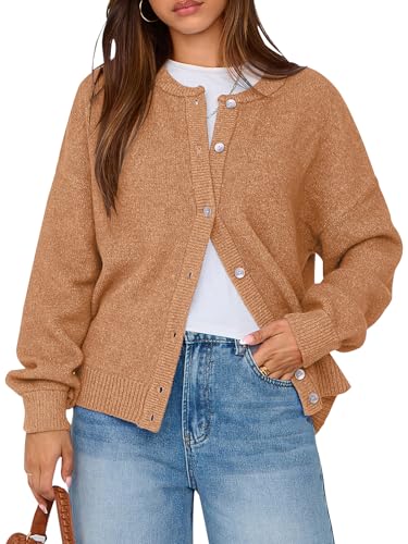Image of PRETTYGARDEN Long Sleeve Crewneck Button Down Womens Sweaters Fall Open Front Chunky Cardigan Sweaters for Women 2026