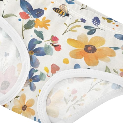 ZZKKO Watercolor Flower Bee Girls Underwear Toddler Panties for Girls Comfort Brief Size 2T-8Y3