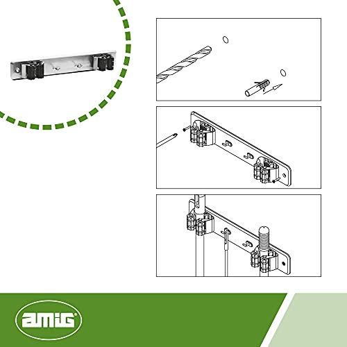 Amig - Mod.761 Stainless Steel Roller Hanger for 2 Brooms, Mops or Other Utensils, 280 x 50 x 45 mm - Image 4
