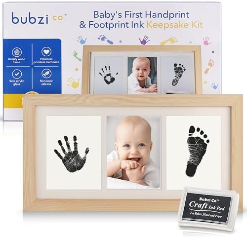 Bubzi Co Baby Handprint Kit & Footprint Photo Frame for Newborn G...