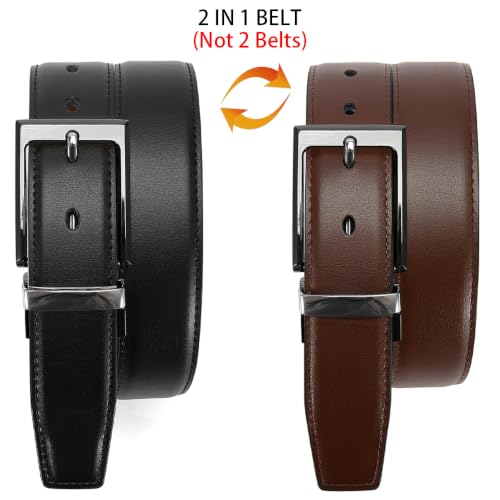 Image of DOOPAI Reversible Leather Belt for Men 1.25 inch - Dual Sided Dress and Casual Belt, Trim to Fit, 2 Styles in One Belt
