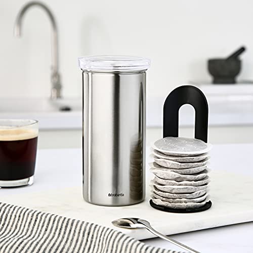 Brabantia Senseo Coffee Pad Storage Jar With Senseo Imprint - Matt Steel Fingerprint Proof White Lid #TOP5
