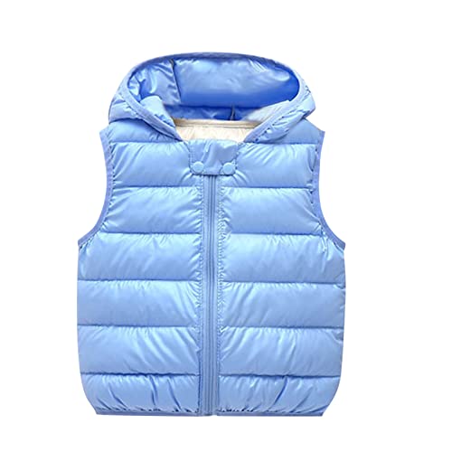 Toddler Boys Girls Hooded Puffer Vest Sleeveless Quilted Vest Lightweight Packable Down Coat Baby Waterproof Waistcoat